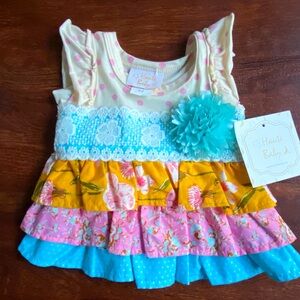 ☀️5/25☀️ Haute Baby 6-9 months Ruffle Tiered Polka Dot Floral Dress